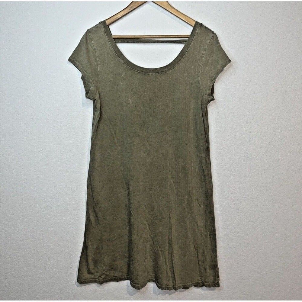 Cable Gauge Dress Size Small Green Knee Length Stretch Short Sleeve